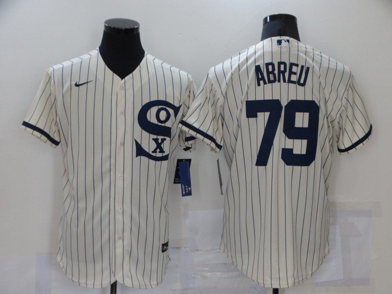 Men Chicago White Sox #79 Abreu Cream stripe Dream version Elite Nike 2021 MLB Jersey